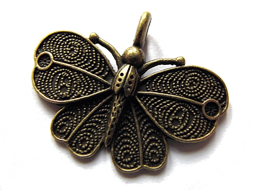 Anhnger Schmetterling, verziert, bronzefarben, ca. 40x30mm